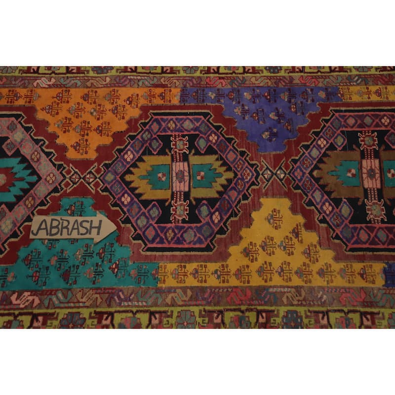 Hand Knotted Oriental 100% Wool Carpet Traditional Tribal Multi-Colored Ardebil Runner Rug - 10' 5'' X 3' 4''