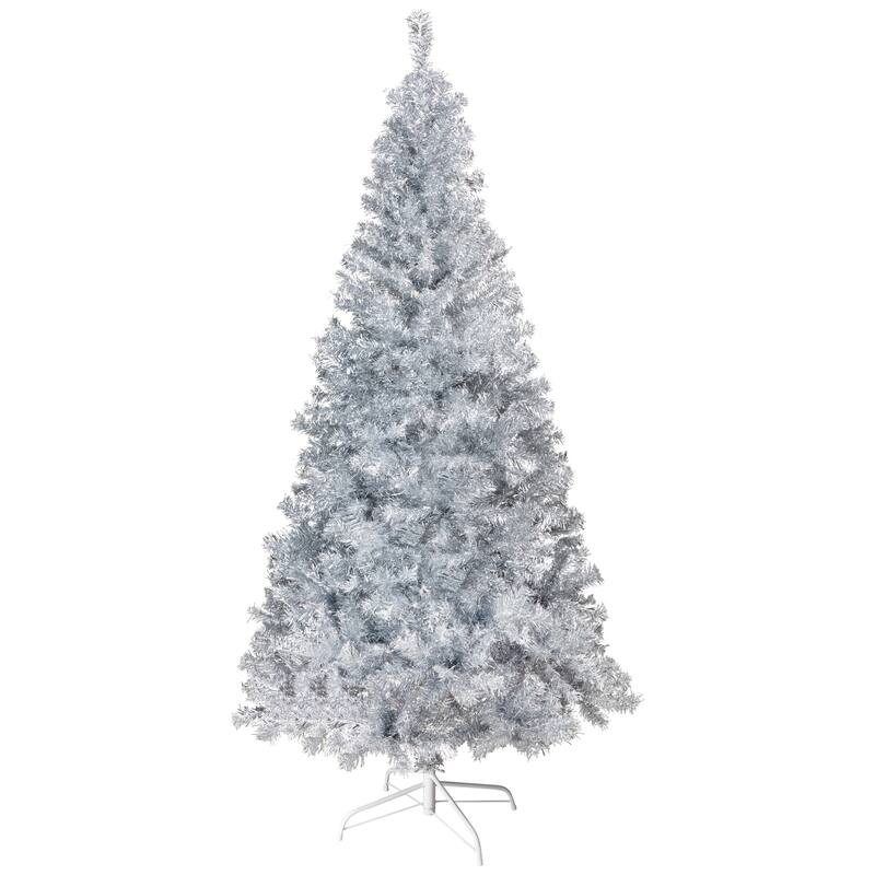 Artificial Tinsel Christmas Tree - 9' - Silver - Unlit - 9 Foot
