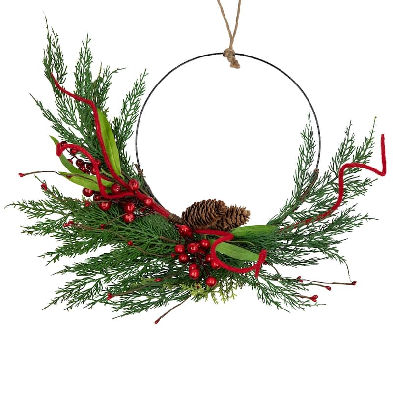 Mixed Greenery Berry Artificial Christmas Wreath 18" Unlit