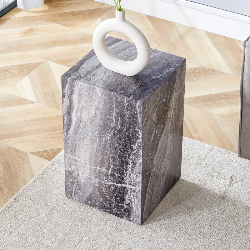 GDFStudio Alaric Wood Coffee Table with Natural Wood or Marble Texture - Grey