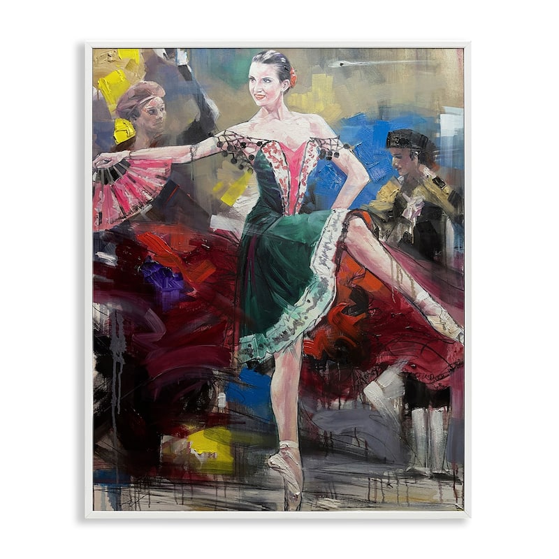 Stupell Classic Ballerina on Stage Framed Giclee Art Design By Lucille Lee - 16 x 20 - White