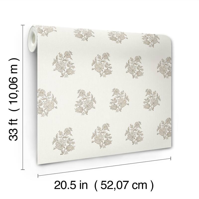 Overbrook Taupe Bouquet Toss Wallpaper