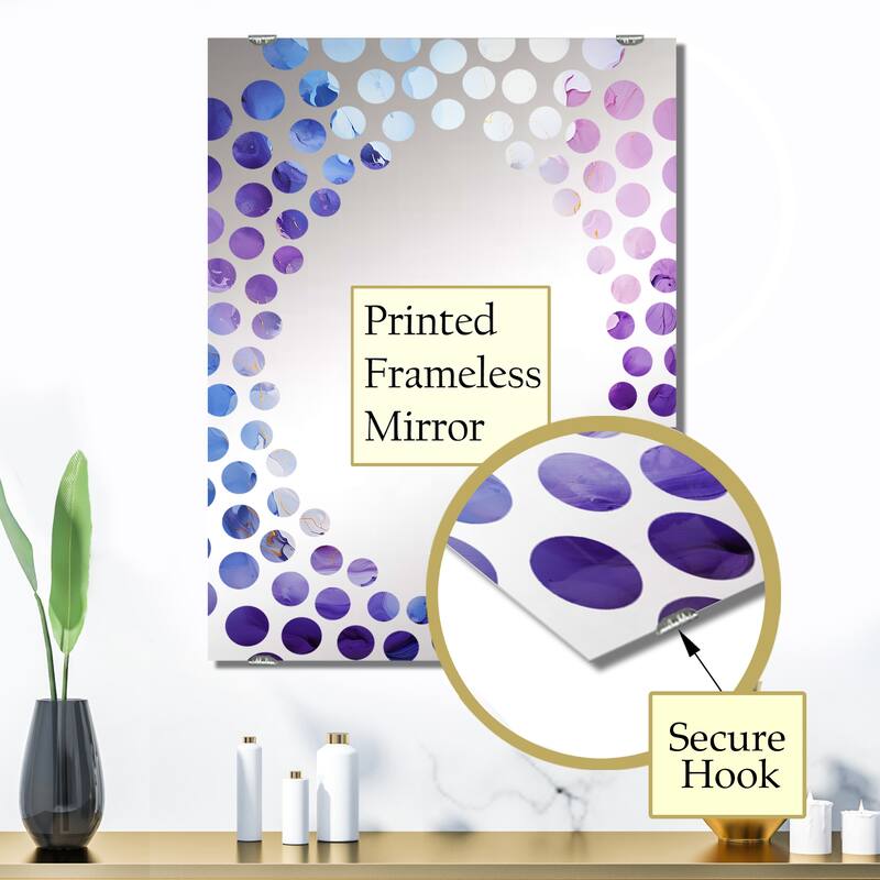 Designart "Purple And Blue Mystic Melodies I" Abstract Collages Mirror Blue - Modern Large Wall Mirror For Living Room