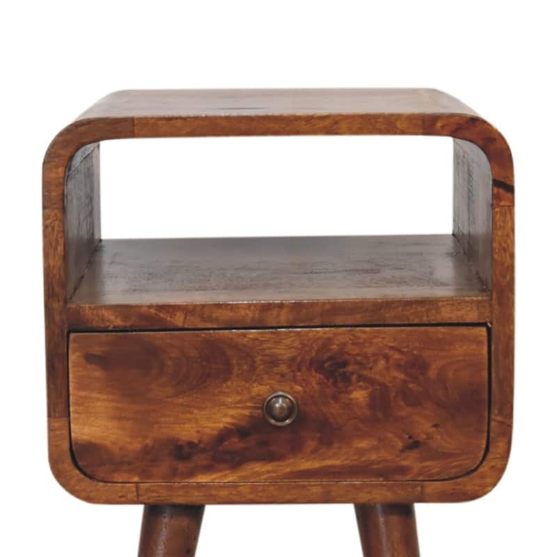Artisan Furniture Solid Wood Mini Chestnut Curve Open Nightstand