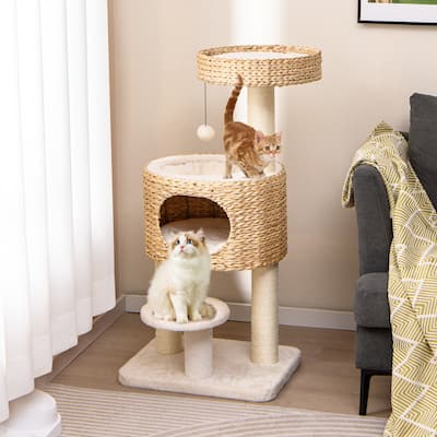 Spacious Cat Tree with Scratching Posts and Cozy Hideaway