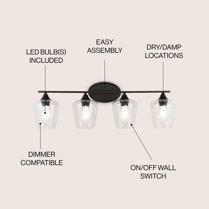 Iron/Seeded Glass LED Vanity Light, by JONATHAN Y
