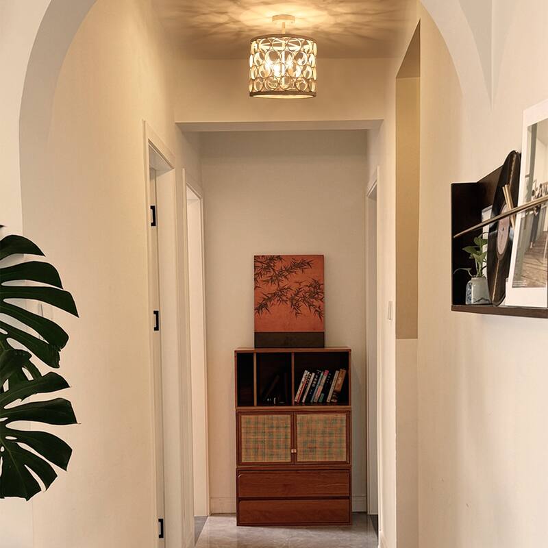 4 - Light Metal Ring - Shaped Semi - Flush Mount Ceiling Light