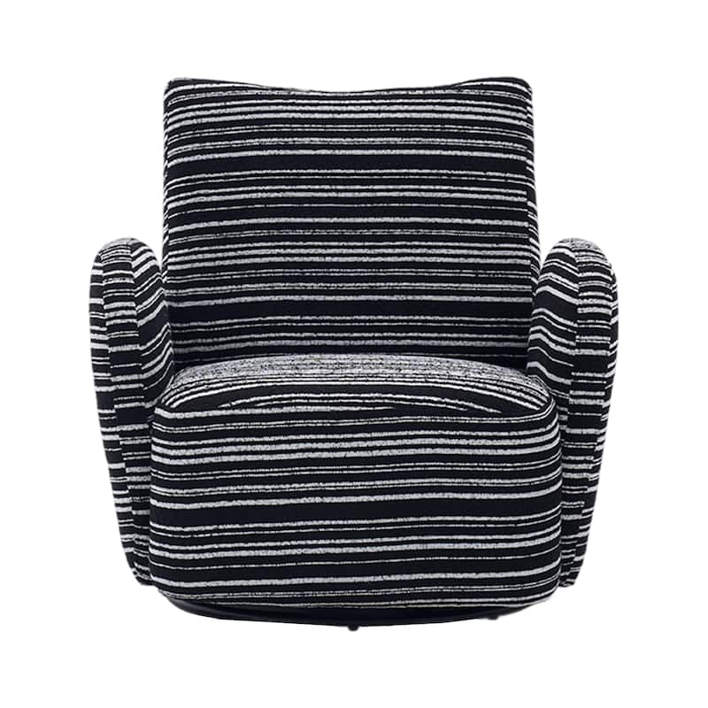 HOMEFUN Boucle Upholstered 360° Swivel Fabric Striped Armrest Leisure Chair for Living room and Bedroom