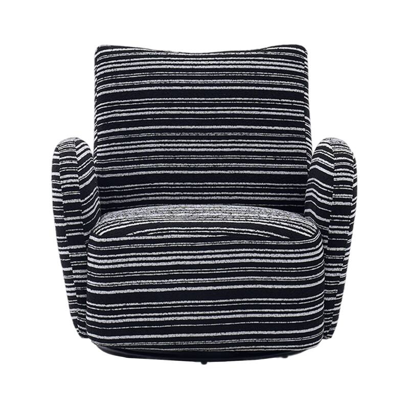 Swivel Striped Accent Chair with Metal Base, Modern Arm Chair for Living Room, Fabric Club Single Sofa Chair
