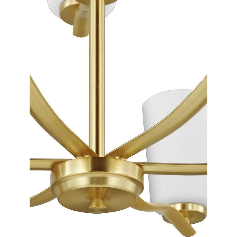 Adley Collection Nine-Light Satin Brass Etched White Glass New Traditional Chandelier - 28 in x 28 in x 26.12 in
