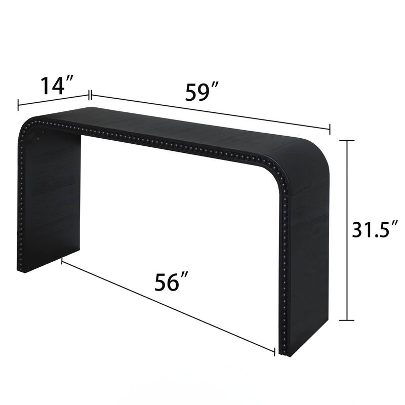 Entryway Table, Curved Waterfall-style Table,Console table with wood beads,Entrance Table for Entryway, Hallway, Living Room