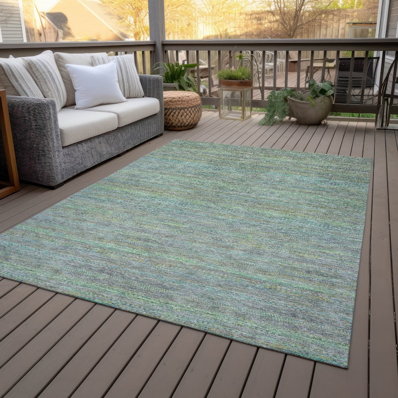 Machine Washable Indoor/Outdoor Modern Stripes Chantille Rug