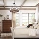 preview thumbnail 2 of 24, Farmhouse 6-Light Wagon Wheel Wood Chandelier with Seeded Glass Shade for Dining Living Room