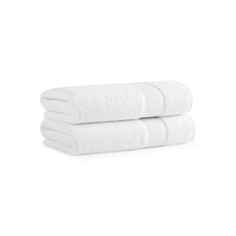 Aston & Arden Aegean Recycled Solid Towel Collection - Bath Towel - Set of 2 - White