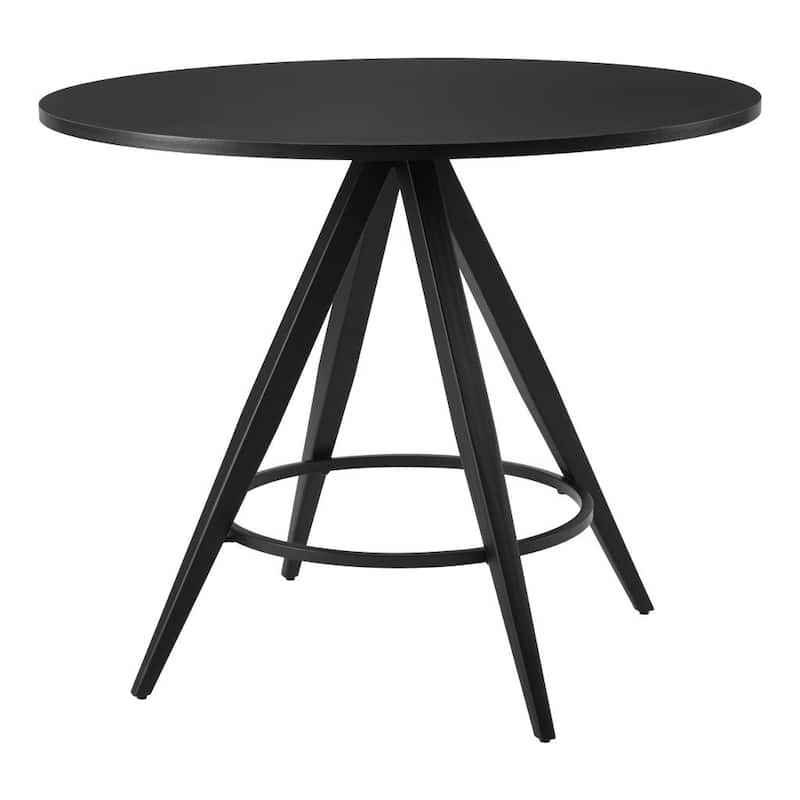HomeRoots 37" Black Wood and Steel Round Top Dining Table - 37.00 in. x 29.90 in. x 37.00 in.