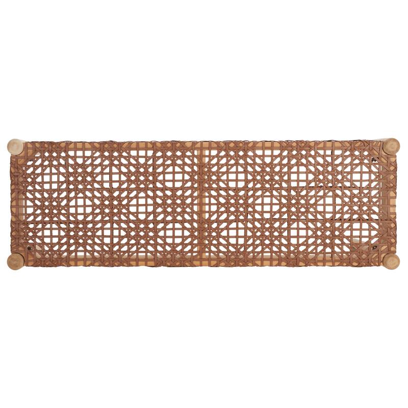 SAFAVIEH Mahalia Bandelier Wood & Leather Bench - 47" W x 16" D x 19" H - 47Wx16Dx19H