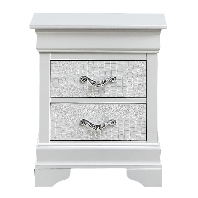 Wooden Nightstand with 2-Drawers - 24" - Silver