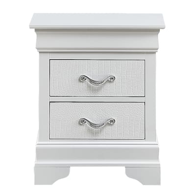 Wooden Nightstand with 2-Drawers - 24" - Silver