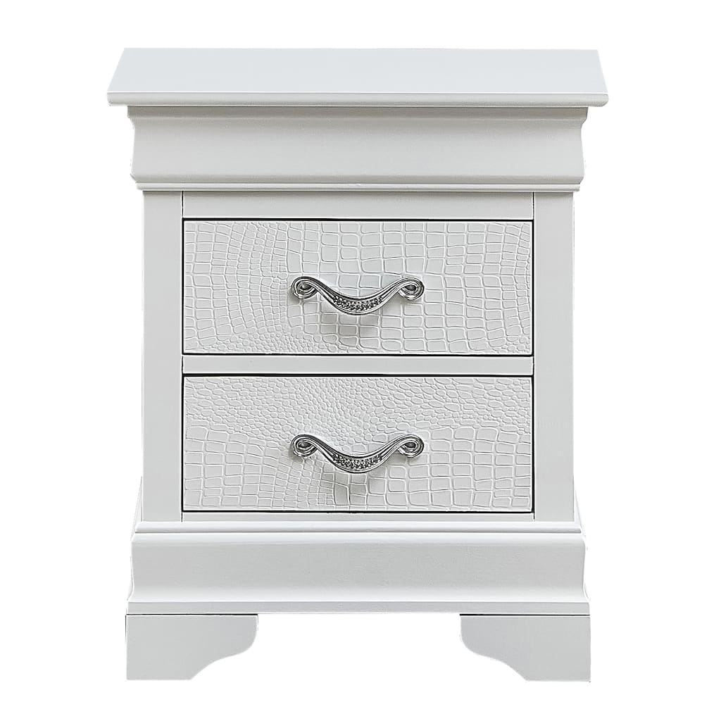 Wooden Nightstand with 2-Drawers - 24" - Silver