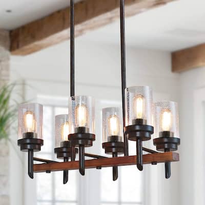 24 Inch Wide Wood Farmhouse Dinning Table Rustic Chandelier Light, Industrial Vintage Pendant Kitchen Island Lamp - N/A