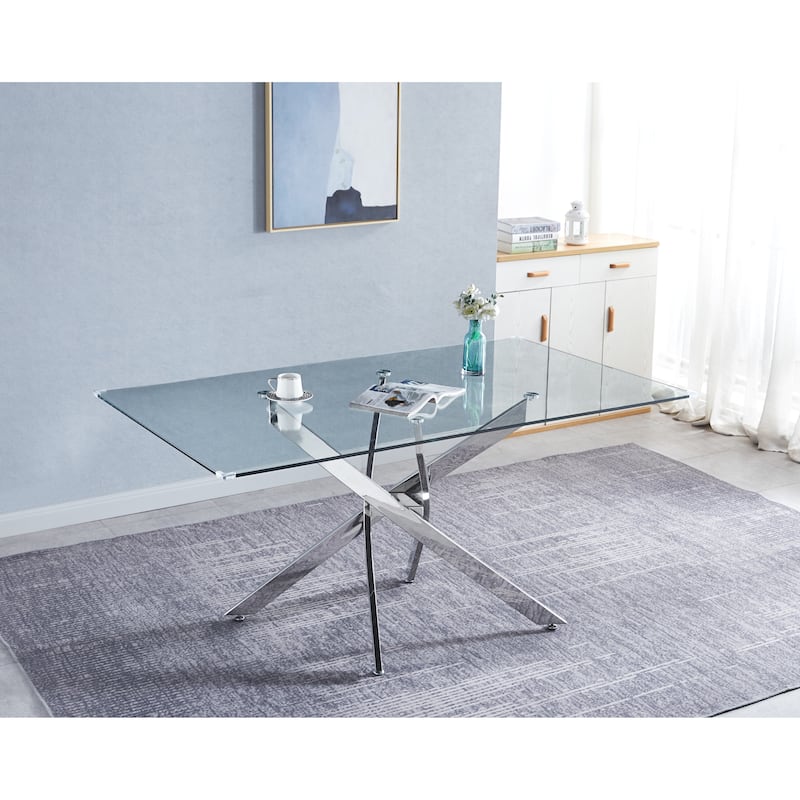 Rectangular Tempered Glass Dining table