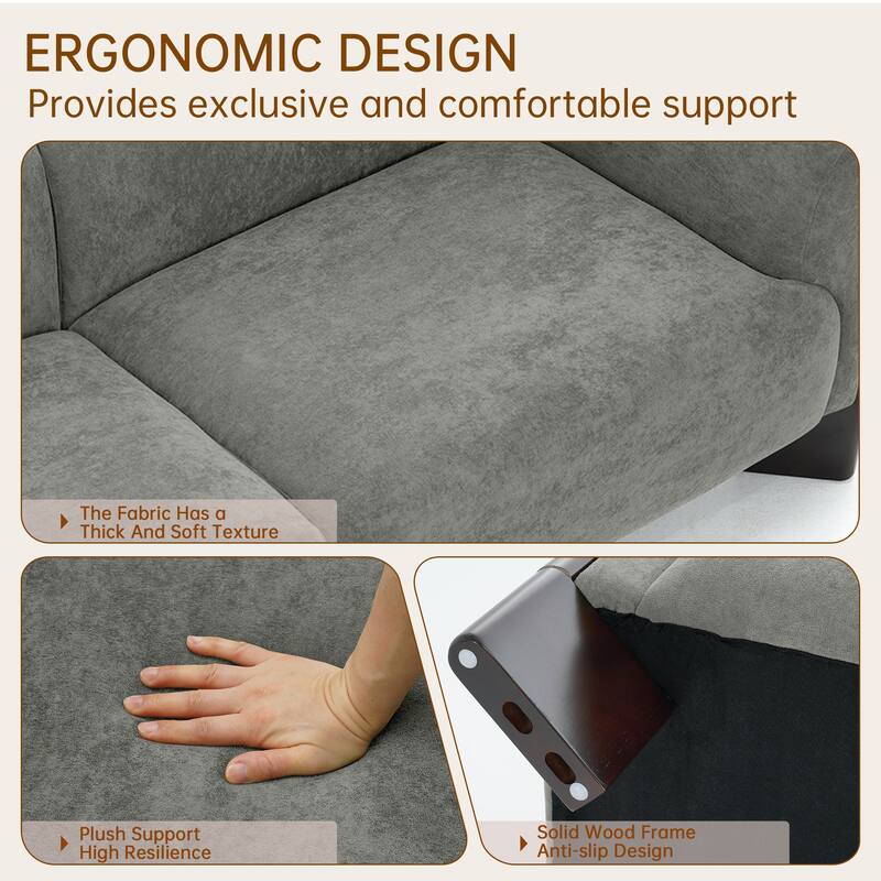 Modern Oversized Sofa Loveseat with Wood Legs