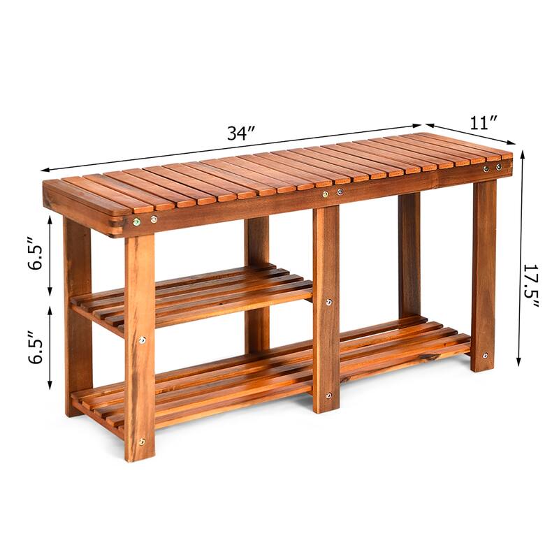 3 Tier Shoes Rack Bench Entryway Storage Bench Organizer with Seat