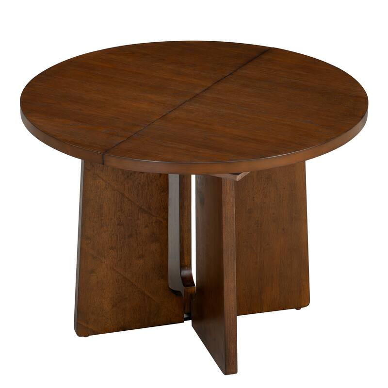 Roomfitters Extendable Oval Dining Table, Modern Wood Kitchen Table with Sculptural Arched Pedestal Base, Seats 4-6
