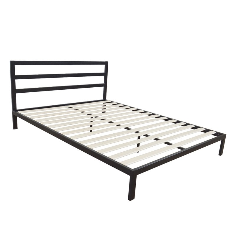 Metal Headboard Platform Bed Frame With Wood Slat Queen Size Overstock 32711726 Their function was to support a spring mattress on a frame, keeping the mattress from this kind of element is a bed base that is ideal for queen sized beds. overstock com