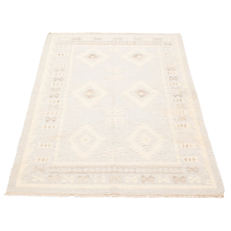ECARPETGALLERY Flat-Weave Ankara FW Light Grey Wool Kilim - 4'11 x 7'11