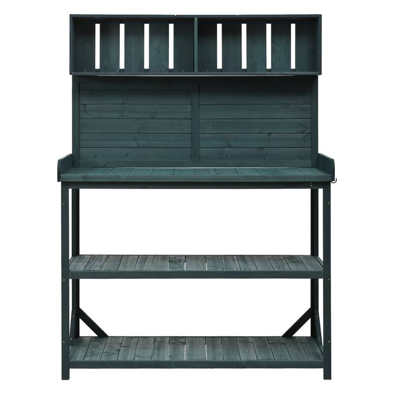 65" Farmhouse Rustic Outdoor Potting Bench - Multi