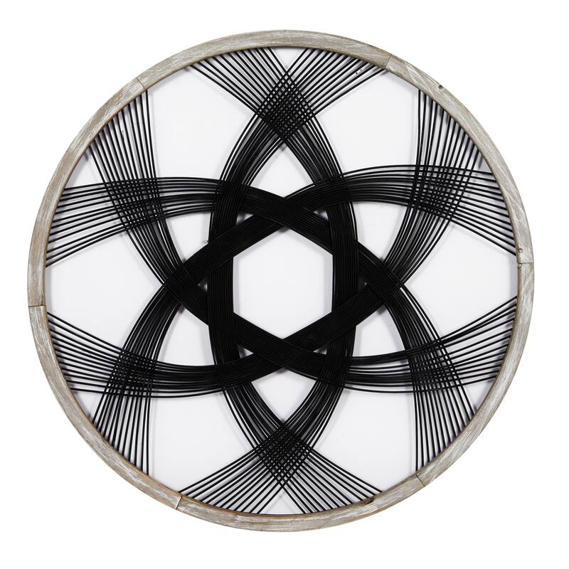 Wood Geometric Woven Wall Decor - Black - Roche River Decor