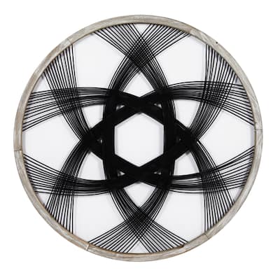 Wood Geometric Woven Wall Decor - Black - Roche River Decor