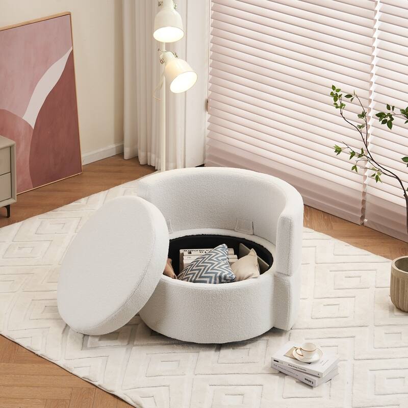 Swivel And Storage Chair With Back Cushion For Living Room