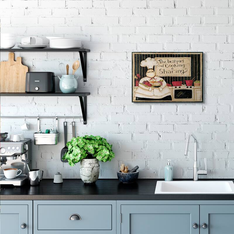 Stupell Cooking Is Sharing Phrase Vintage Hefty Kitchen Chef Canvas Wall Art