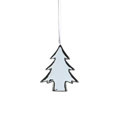 Ceramic Flat Tree Hanging Ornaments, Set of 8