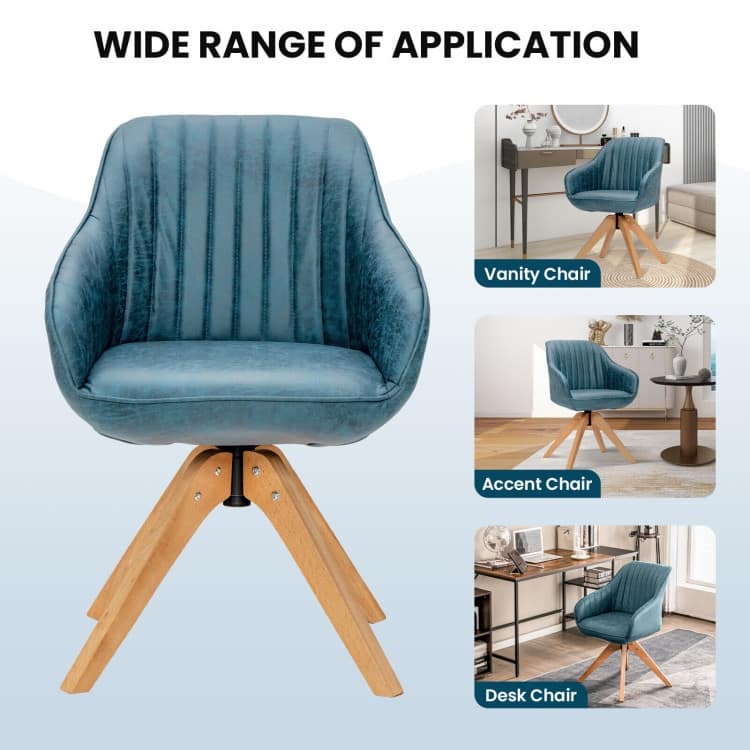 Modern Leathaire Set of 2 Swivel Accent Chair with Beech Wood Legs - 33.5 x 27 x 27 inch (L x W x H)