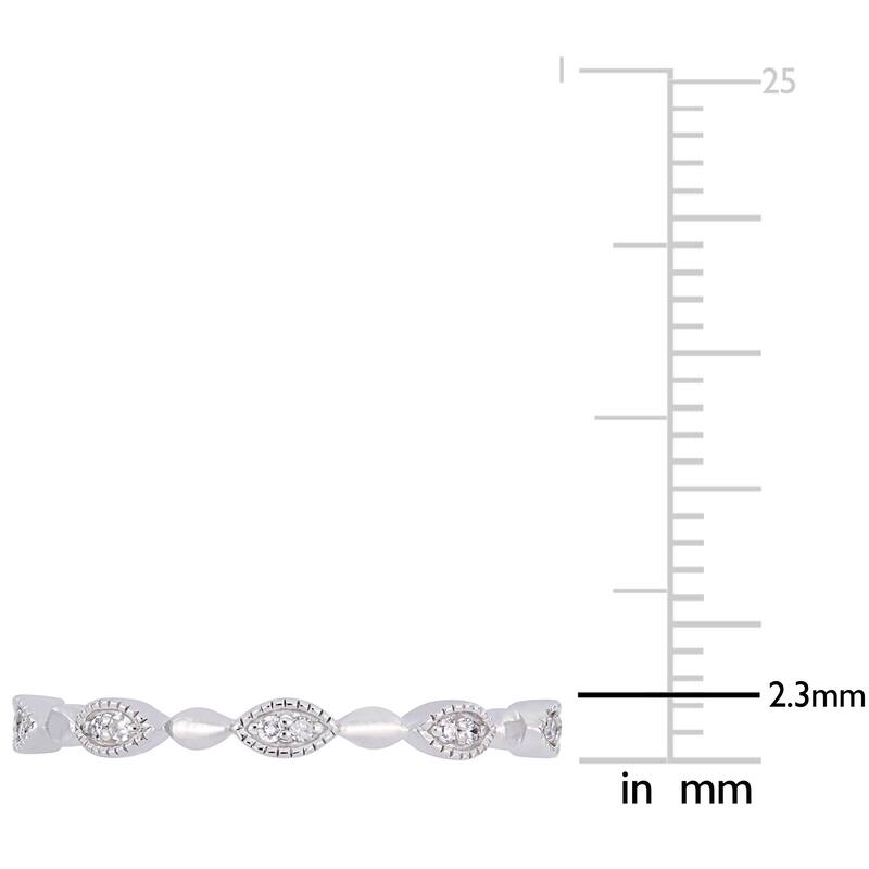 Miadora 10k White Gold 1/10ct TDW Diamond Stackable Infinity Eternity Band