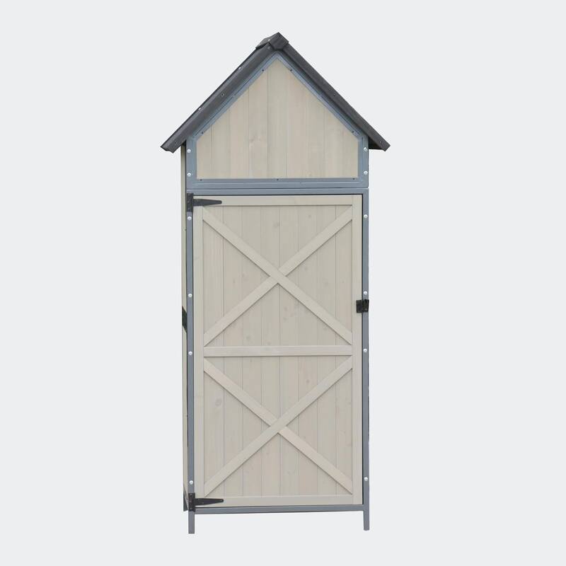 Durable Outdoor Storage Shed with Adjustable Shelves, Waterproof Roof, Tool Organizer - Gray