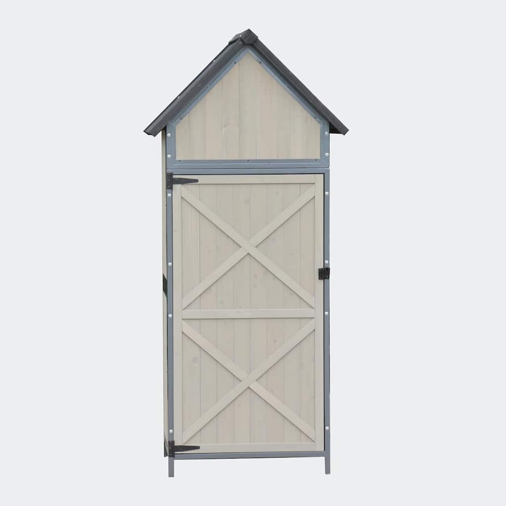Durable Outdoor Storage Shed with Adjustable Shelves, Waterproof Roof, Tool Organizer