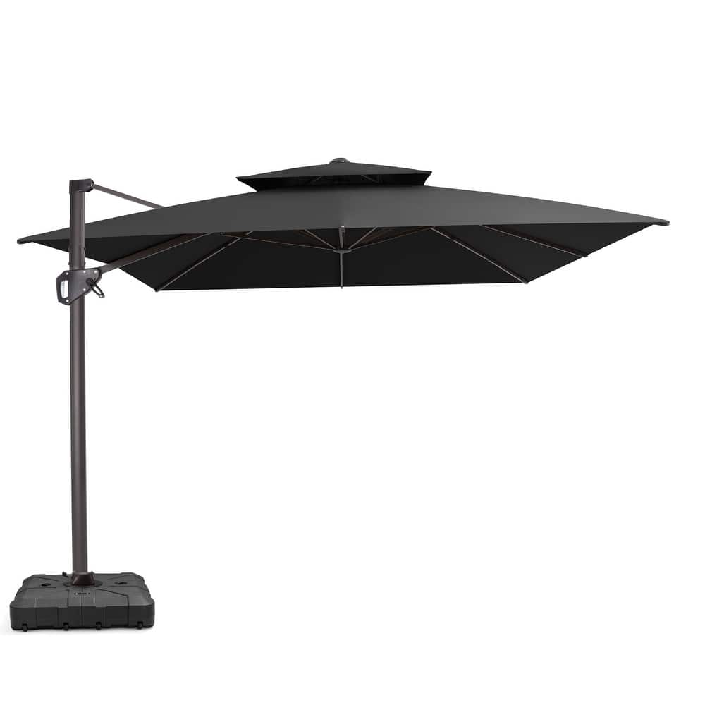 VredHom Patio Outdoor 9 x 11 FT Double Top Aluminum Cantilever-Offset Umbrella with HDPE Wheel Base