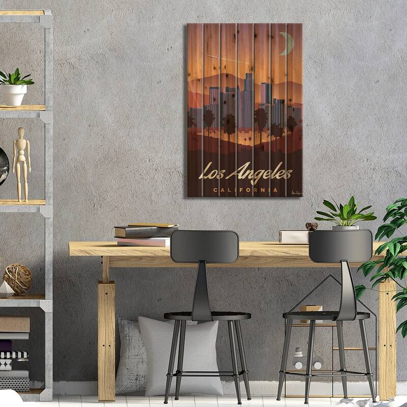 Los Angeles Print On Wood by IdeaStorm Studios - Multi-Color