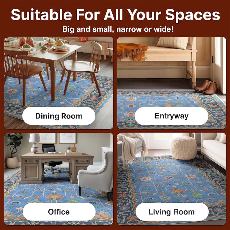 Well Woven Ushak Antalya Floral Modern Vibrant Flat-Weave Area Rug