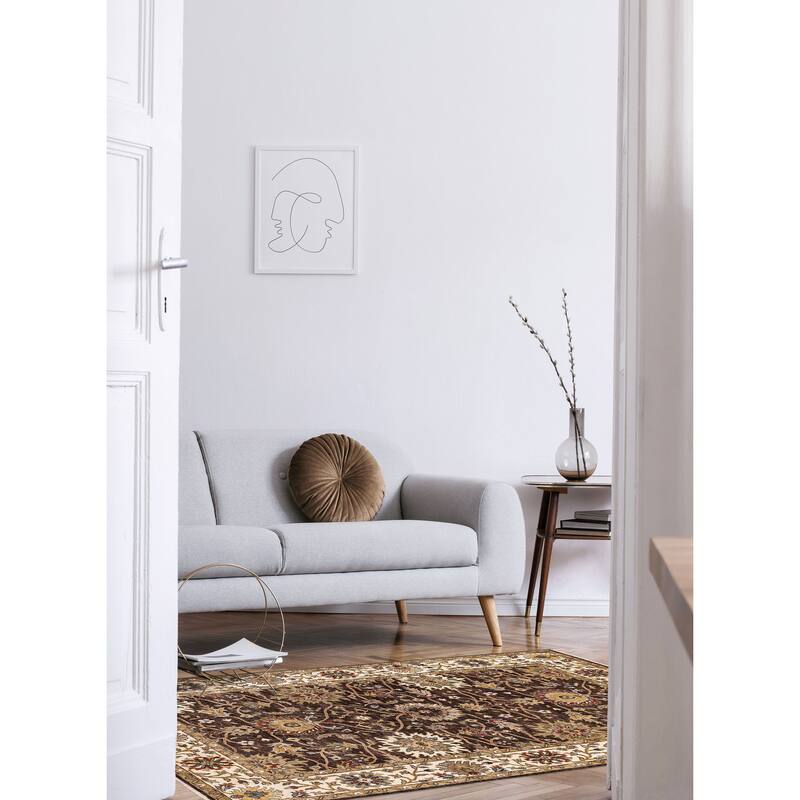 ECARPETGALLERY Hand-knotted Jules Serapi Dark Brown Wool Rug - 5'10 x 8'11