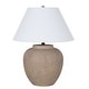 preview thumbnail 1 of 11, 26" Ceramic Table Lamp with Linen Shade Light Grey Concrete-like
