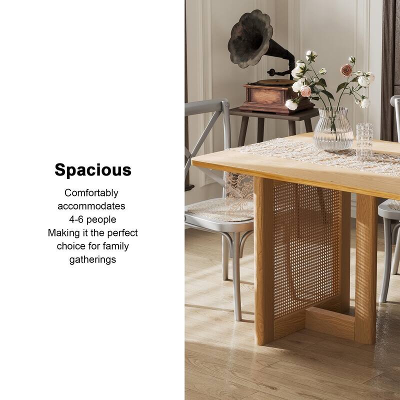 Solid Wood Farmhouse Dining Table with V-Shaped Legs and Square Wood Top for Modern Dining Rooms & Family Gatherings - 67"x33.5"