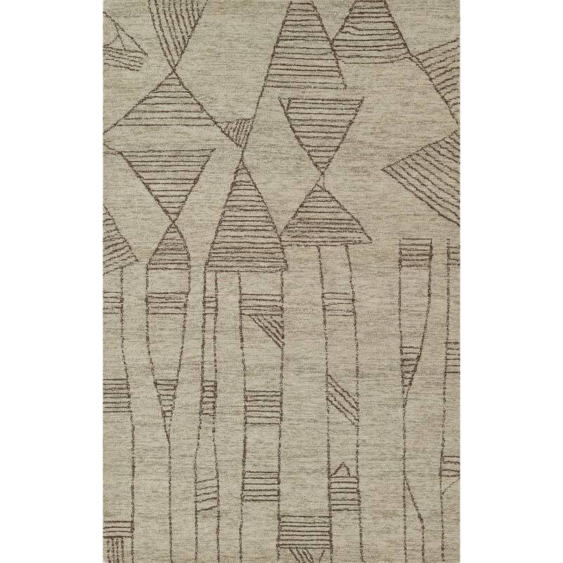 Momeni Teppe Hand Tufted Wool Geometric Area Rug - 5' x 8' - Grey - Runner/Rectangle