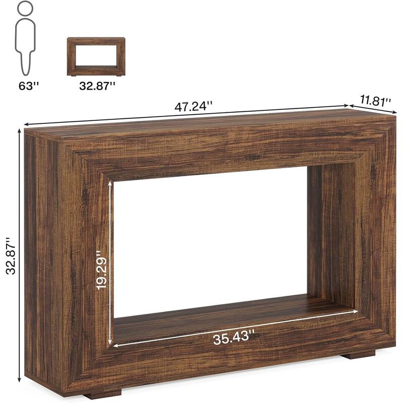 Rustic Console Sofa Table for Entryway, Hallway, Living Room - 47.24" W x 32.8" H x 11.81" D