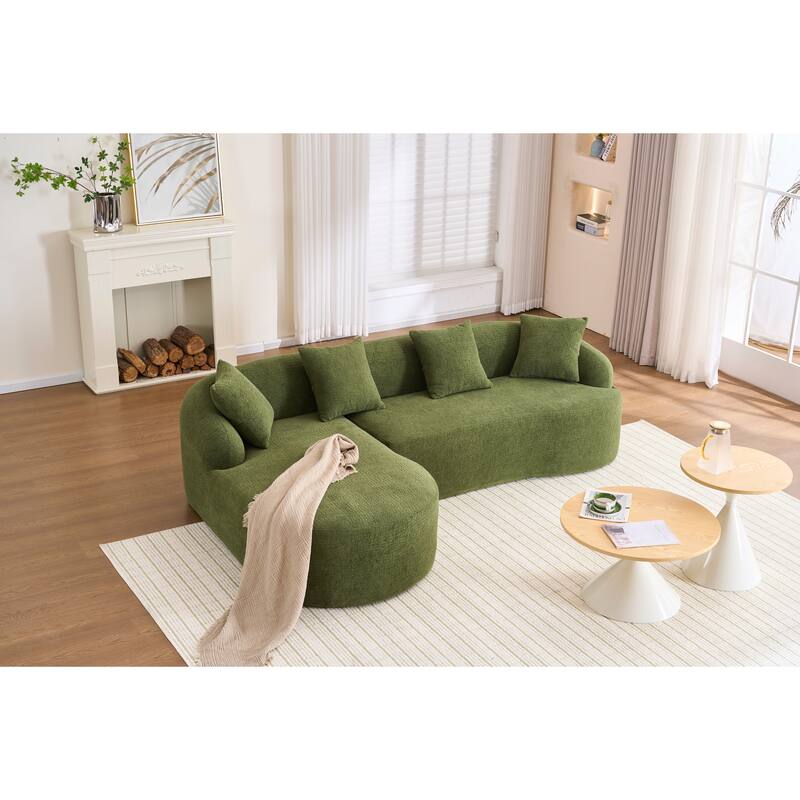 98.4" Chenille L-Shaped Sectional Sofa with Chaise & Pillows