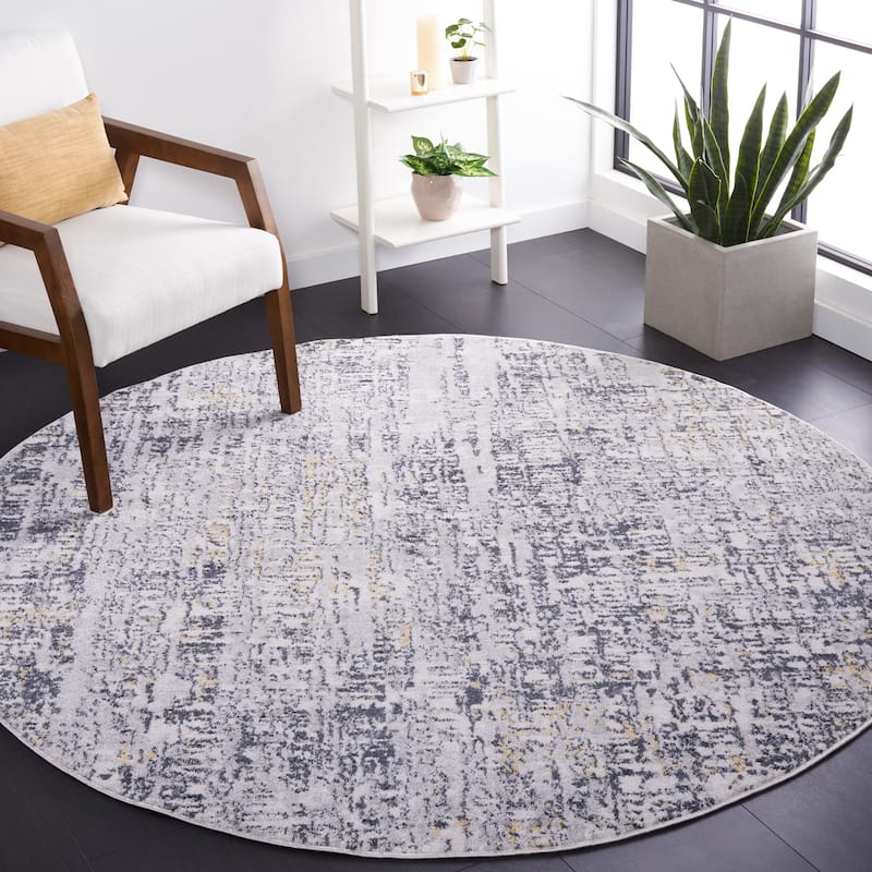 SAFAVIEH Toscana Noreena Abstract Rug - 6'7" Round - Ivory/Grey